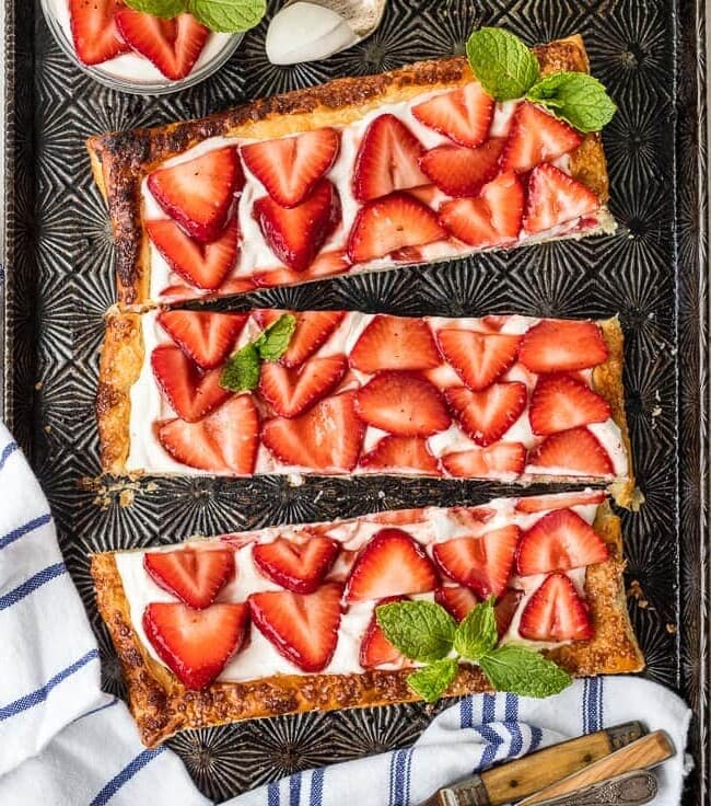 strawberry tart on sheet