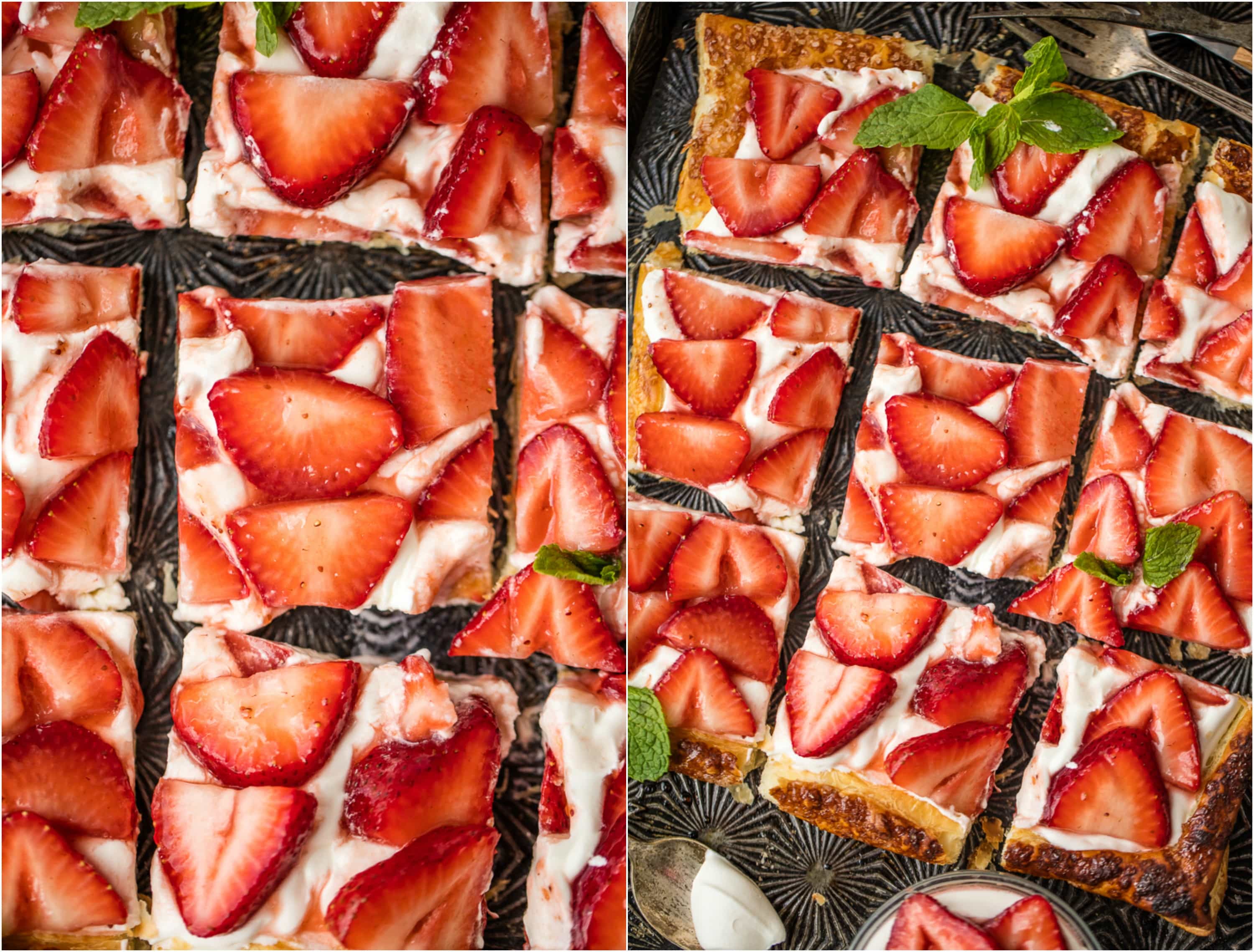 strawberry tart cut into squares
