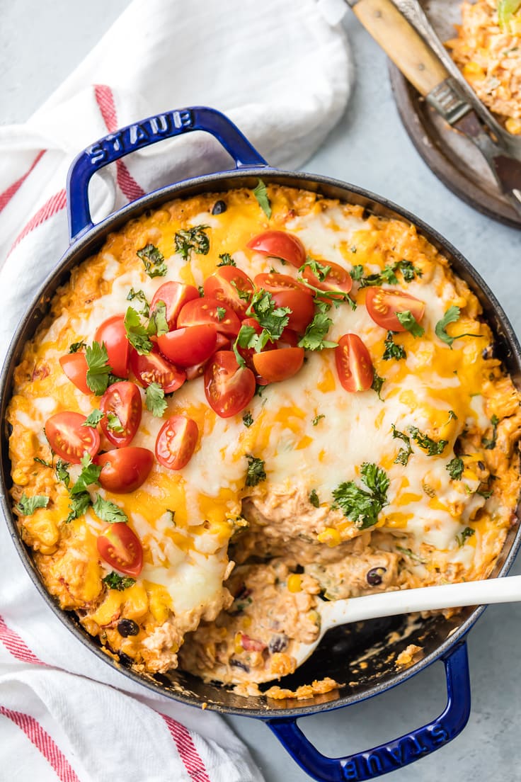 enchilada casserole in a dish