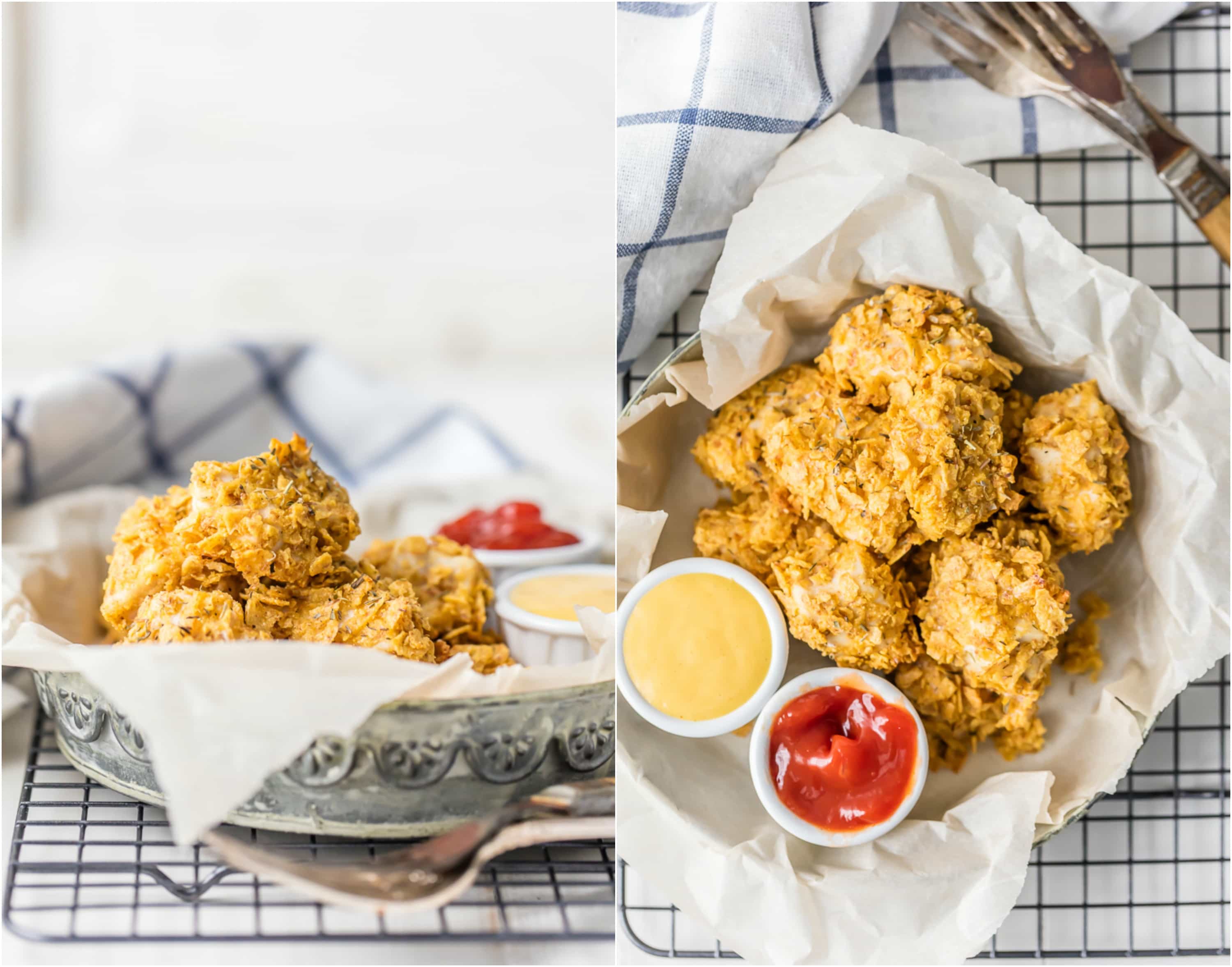 FREEZER FRIENDLY FRENCH ONION CHICKEN NUGGETS! Baked in the oven to make skinny chicken nuggets, crispy from the sunchip coating. BEST EVER! Great for both kids and adults. Make now, freeze, and eat later!