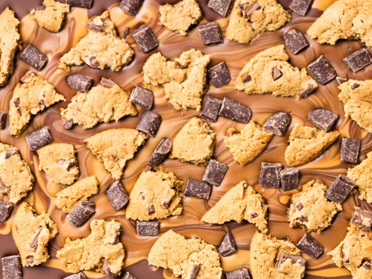 chocolate bark with chocolate chunks and cookie pieces