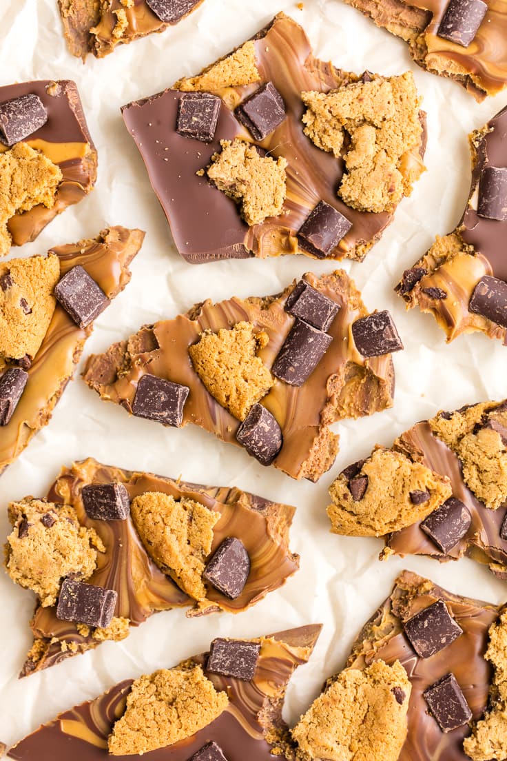 chunks of peanut butter chocolate bark