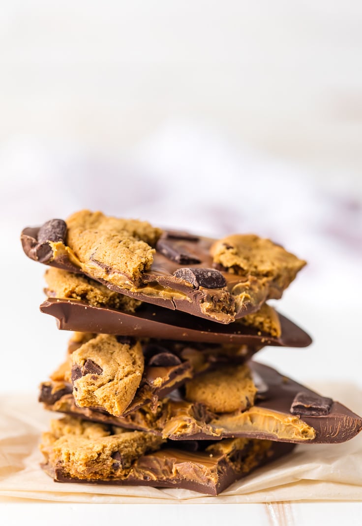 pieces of cookie bark stacked up