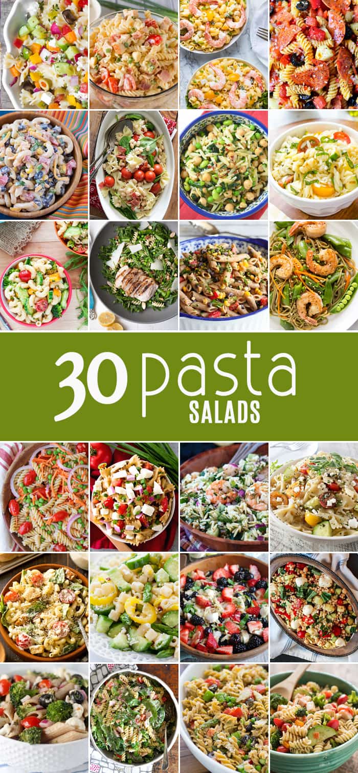 30 PASTA SALADS for every bbq and get together! Find the perfect easy recipe for every occasion! Full of flavor and SO SIMPLE! Nothing better than the best pasta salad recipe!