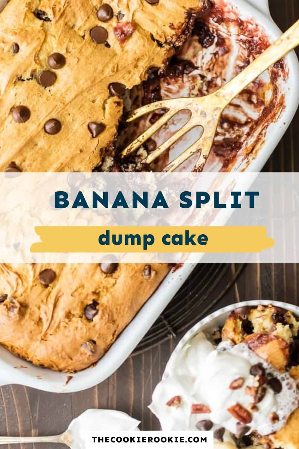 banana split dump cake pin image