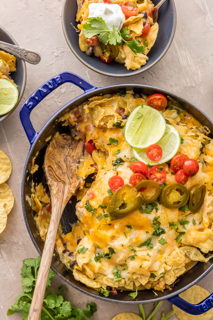 cheesy casserole in a large baking dish