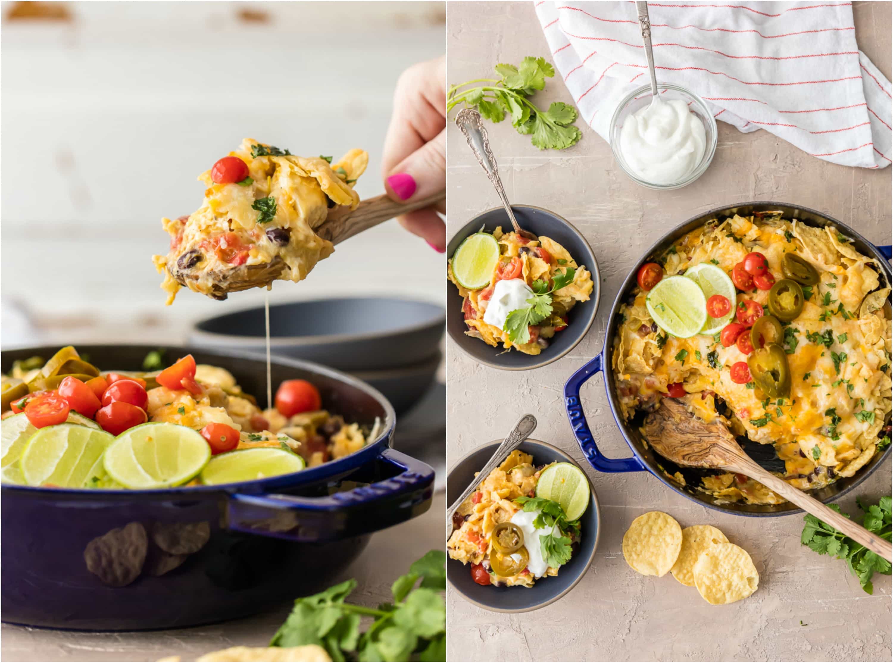 casserole made with tortilla chips, chicken, and cheese