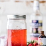 strawberry shortcake vodka in a mason jar