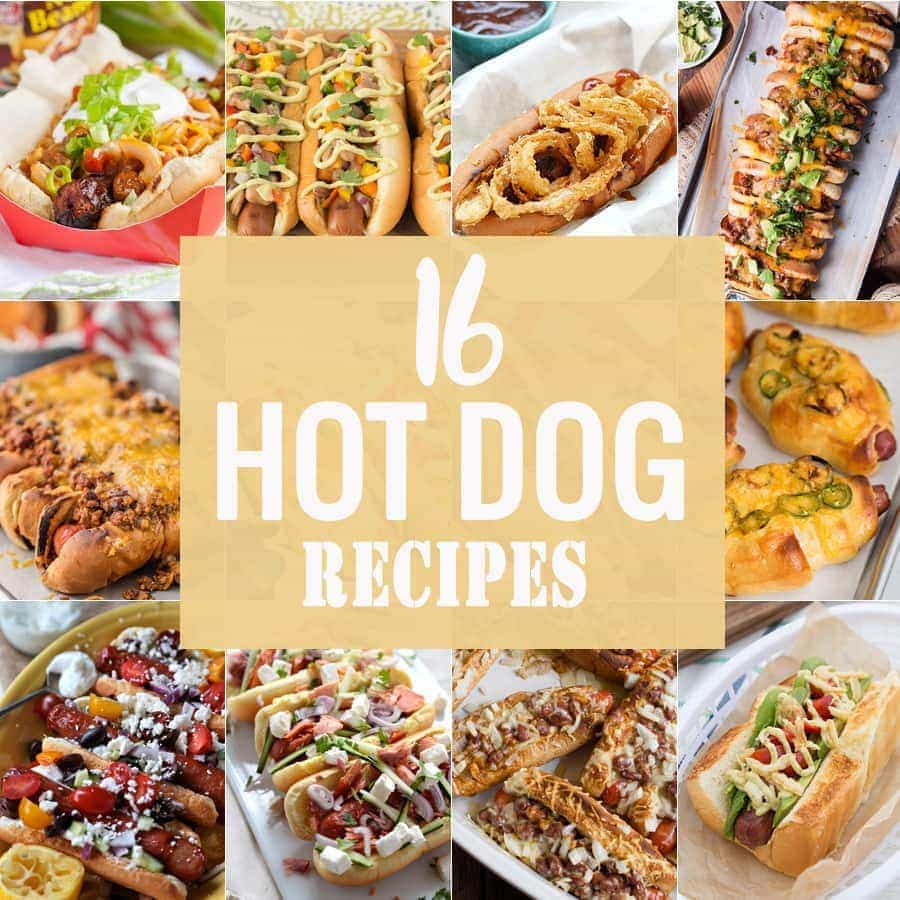 16 AMAZING HOT DOG RECIPES to make any BBQ complete! Perfect hot dog recipes for tailgating, parties, getting together with friends, and more! Every style of hot dog you can think of! 