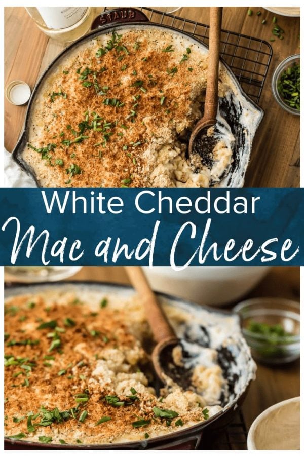 White Cheddar Mac and Cheese is one of my favorite macaroni and cheese recipes. This Large Batch Skillet Mac and Cheese is the perfect EASY ONE POT DINNER for any night of the week. So much cheese and so much flavor!