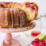 raspberry moscow mule cake on a pink cake stand