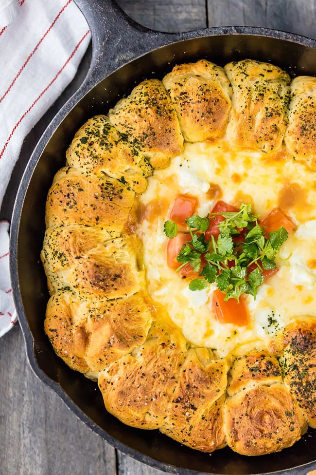 Skillet Spicy Bean and Cheese Dip with Pull Apart Bread | The Cookie Rookie