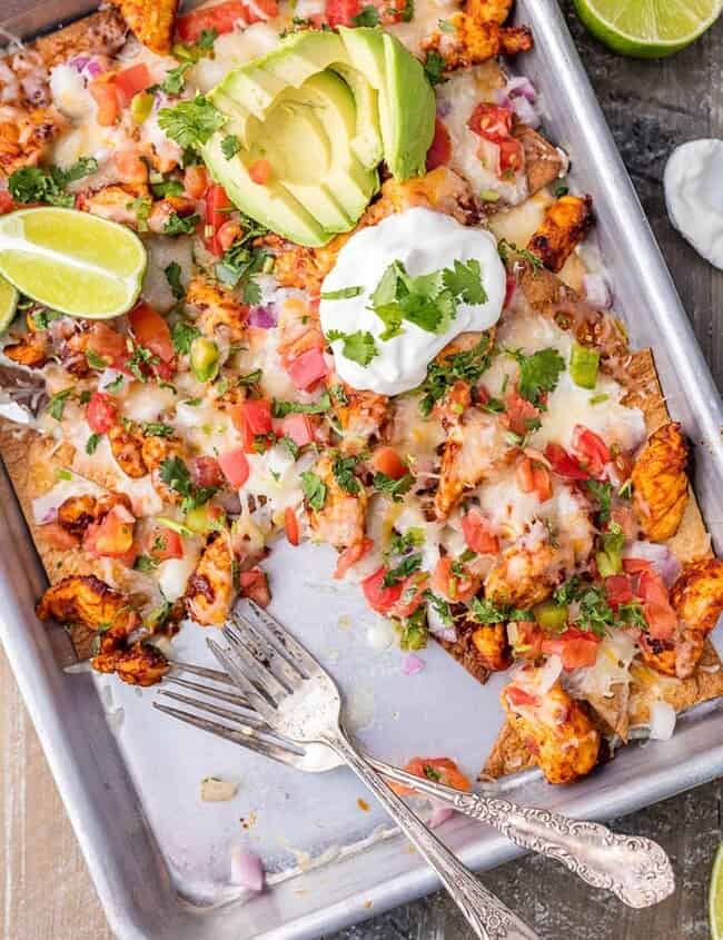 Tequila Lime Sheet Pan Chicken Nachos | The Cookie Rookie