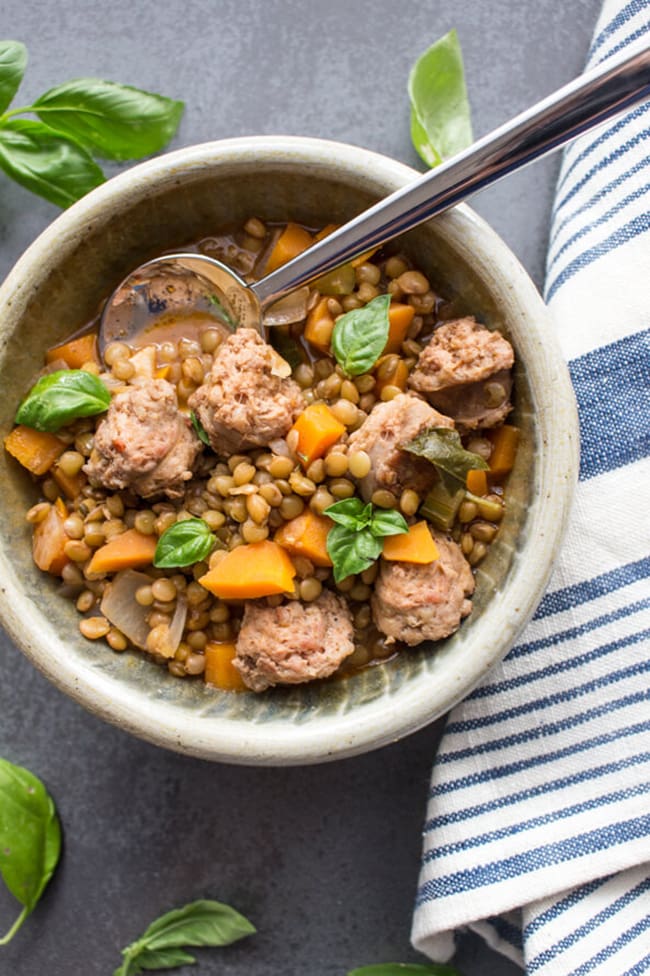 Easy Lentils and Sausage Soup | An Italian In My Kitchen