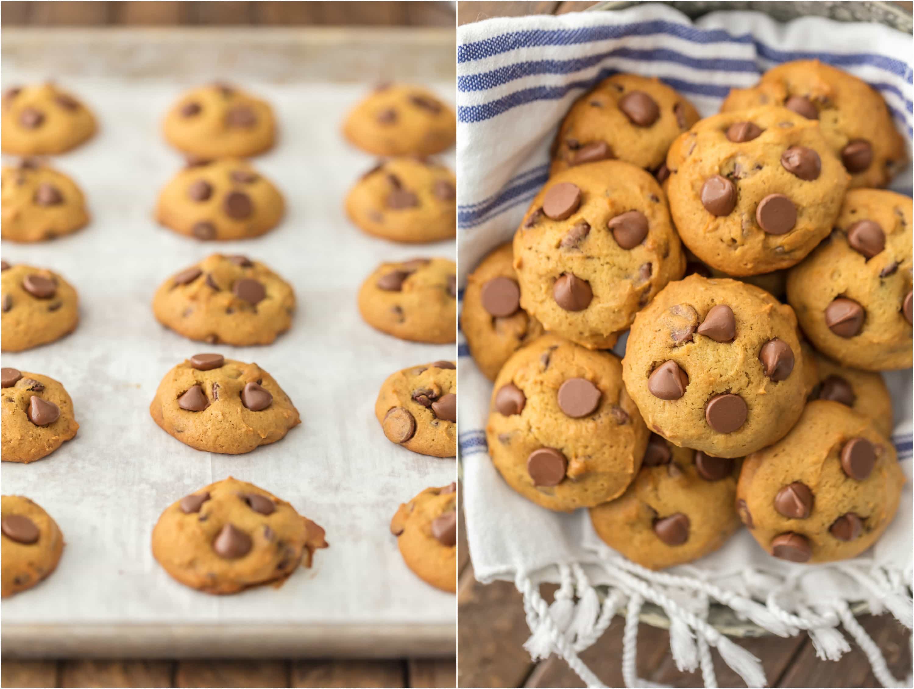 APPLESAUCE CHOCOLATE CHIP COOKIES are the perfect skinny(er) way to enjoy holiday baking! These soft chocolate chip cookies are loaded with chocolate and made with applesauce! Amazing flavor, less calories, and you can eat the dough with no worries!