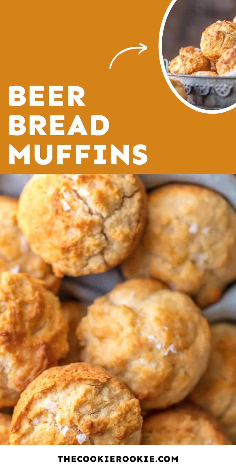 beer bread muffins pin image