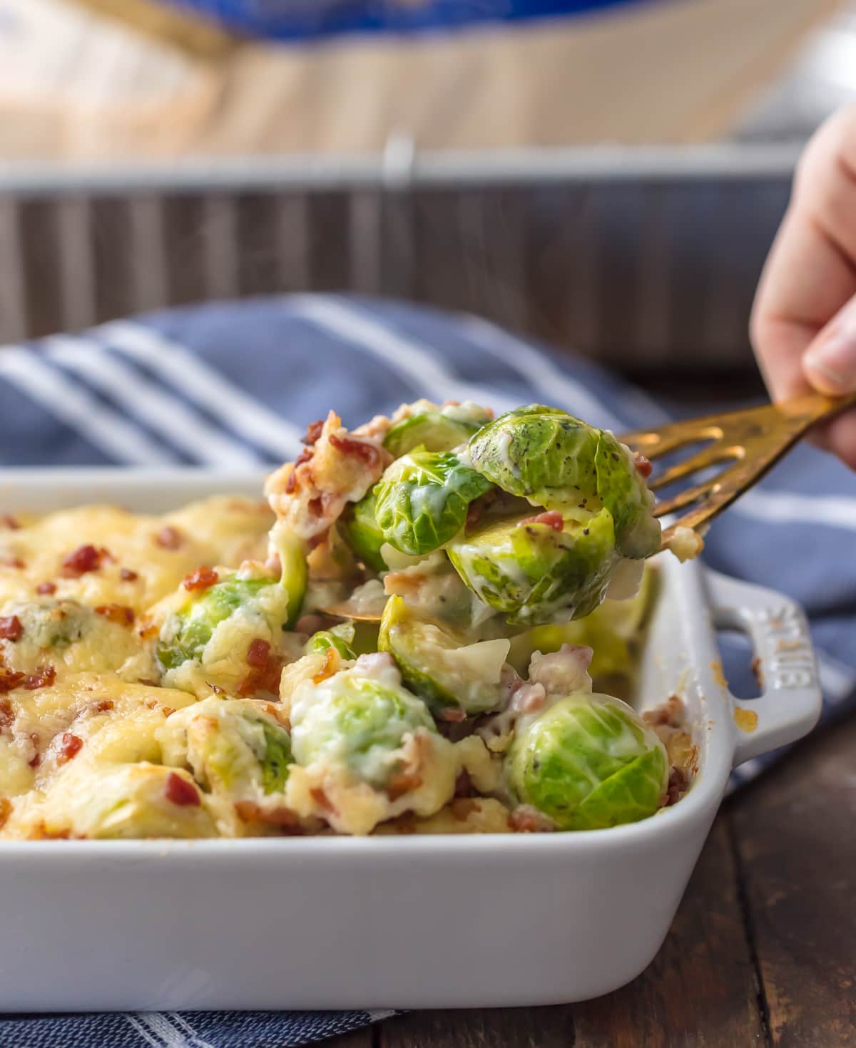 Brussels sprouts with bacon and cheese