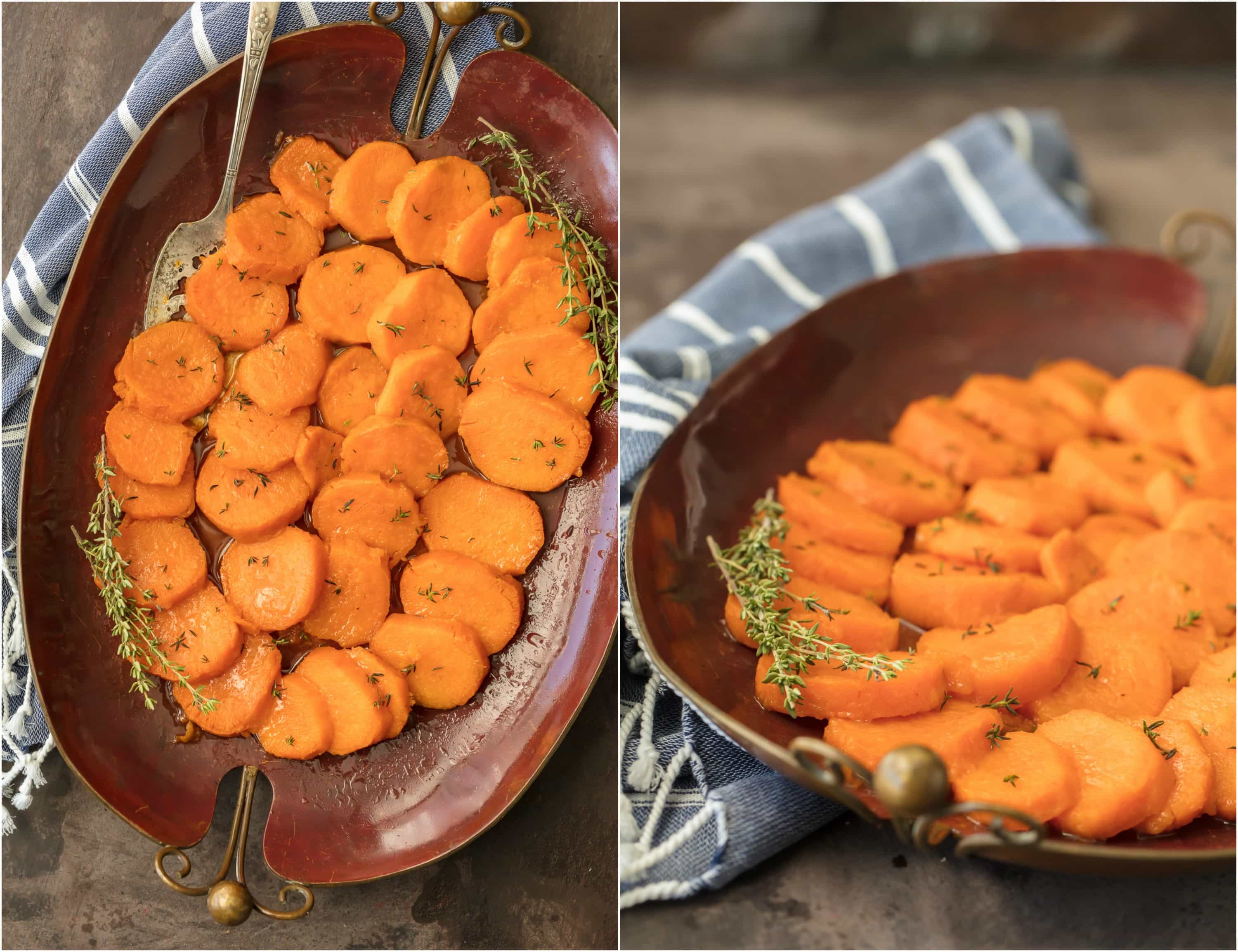 Baked Candied Sweet Potatoes on a serving dish