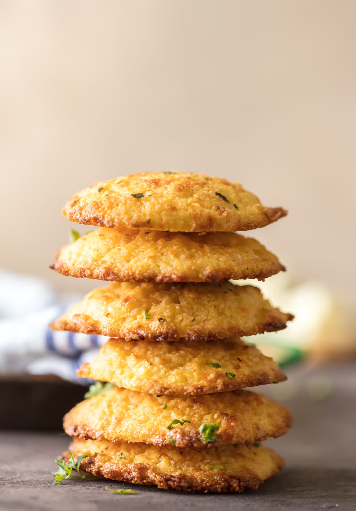 Cheesy Cornbread Drop Biscuits in a stack