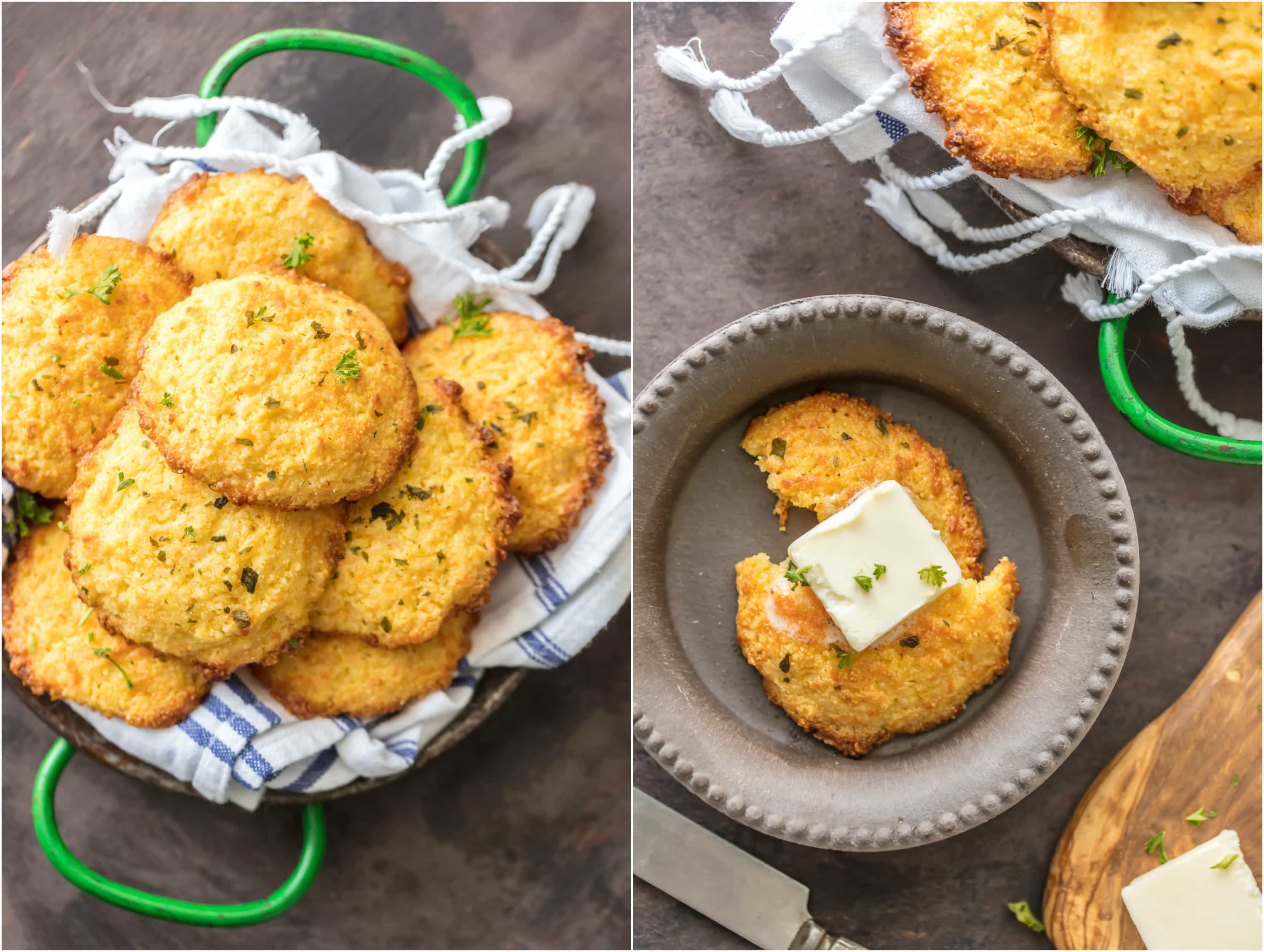 Cheesy Garlic Cornbread Drop Biscuits are EASY, delicious, and perfect for the holidays! These Cornbread Drop Biscuits always make an appearance on our Thanksgiving and Christmas tables!