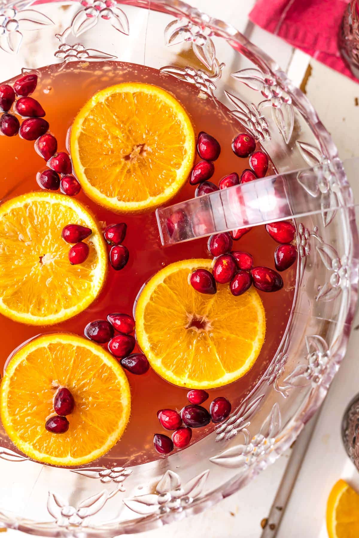 Non alcoholic holiday punch recipe overhead shot