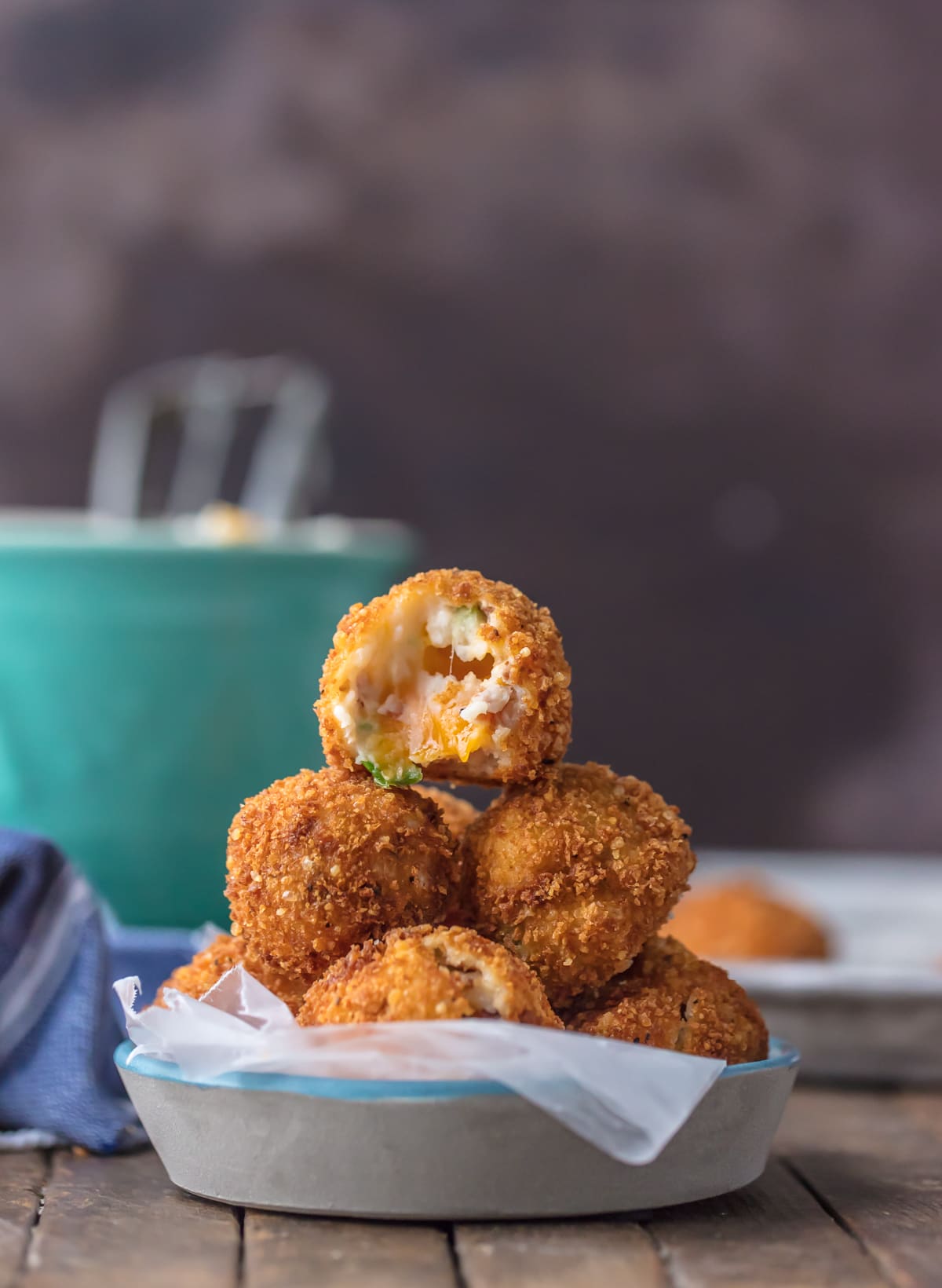 Fried Mashed Potato Balls stacked on top of each other