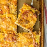 meat lovers breakfast pizzaz on a pan