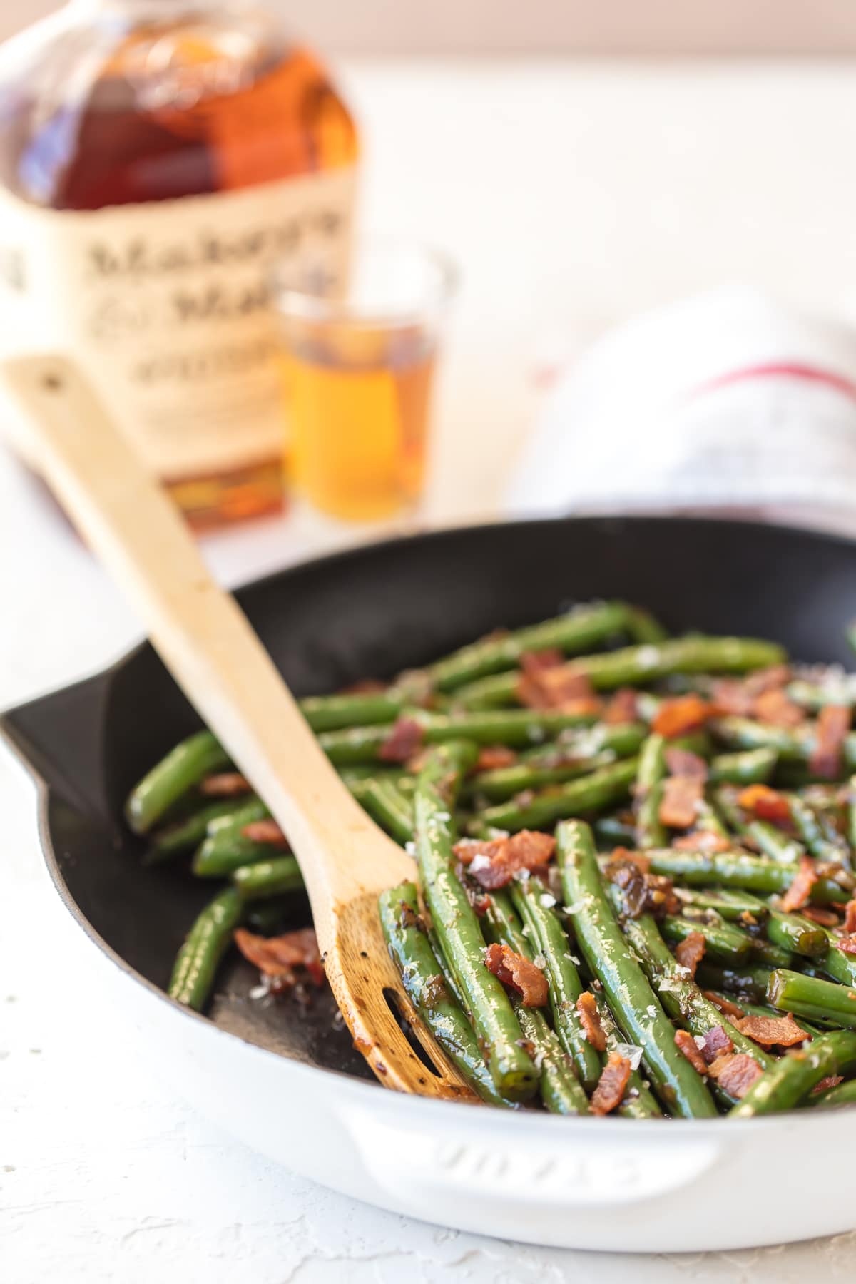 Bourbon Green Beans in a skillet