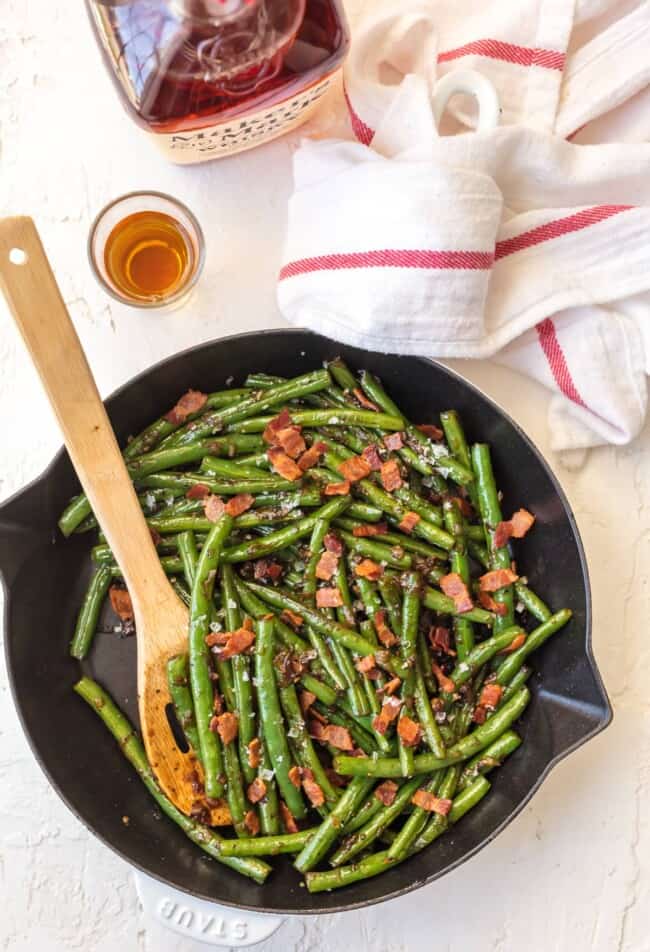 Skillet Green Beans with Bacon (Bourbon Green Beans Recipe)