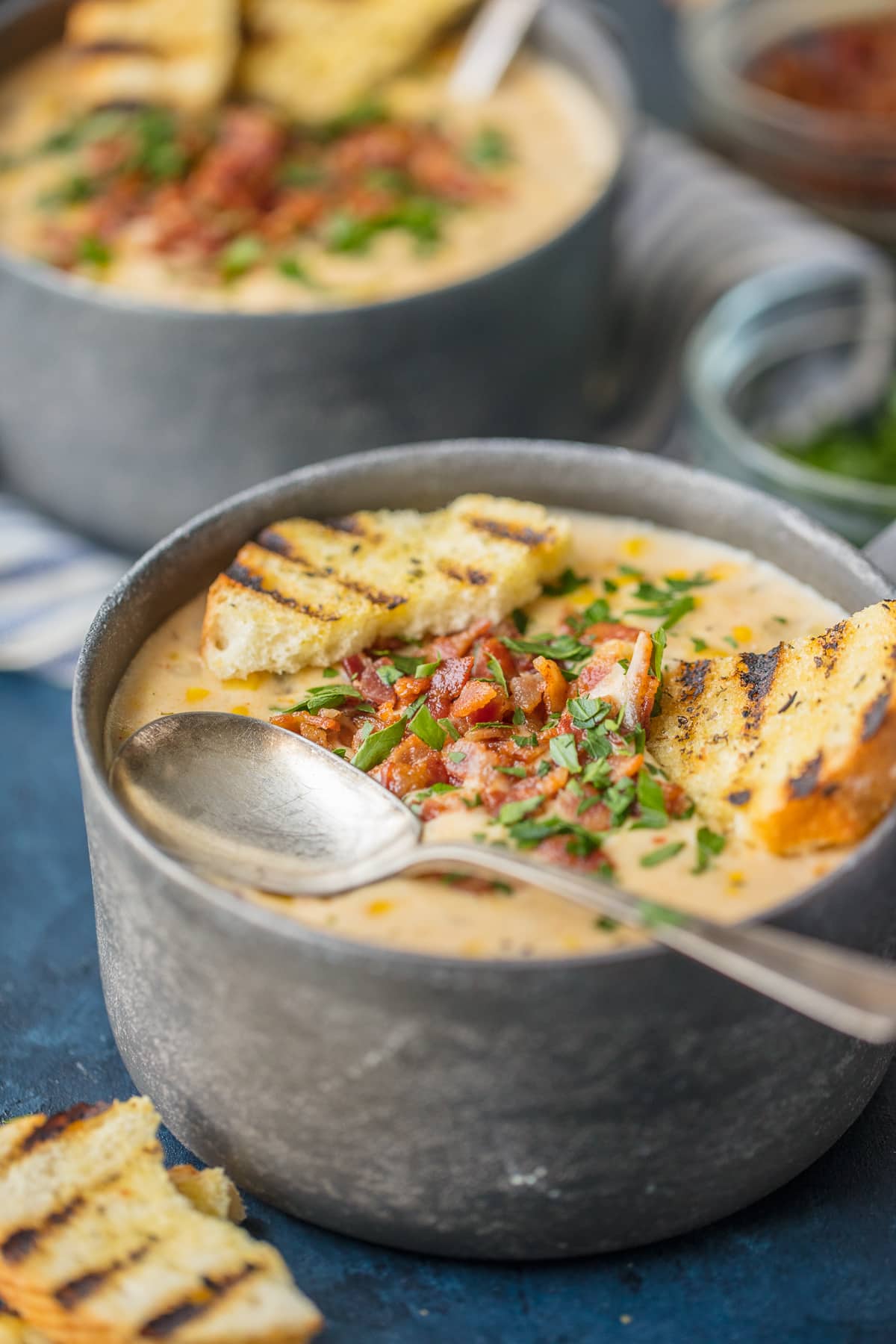 Easy corn chowder with bacon, corn, and potatoes and more