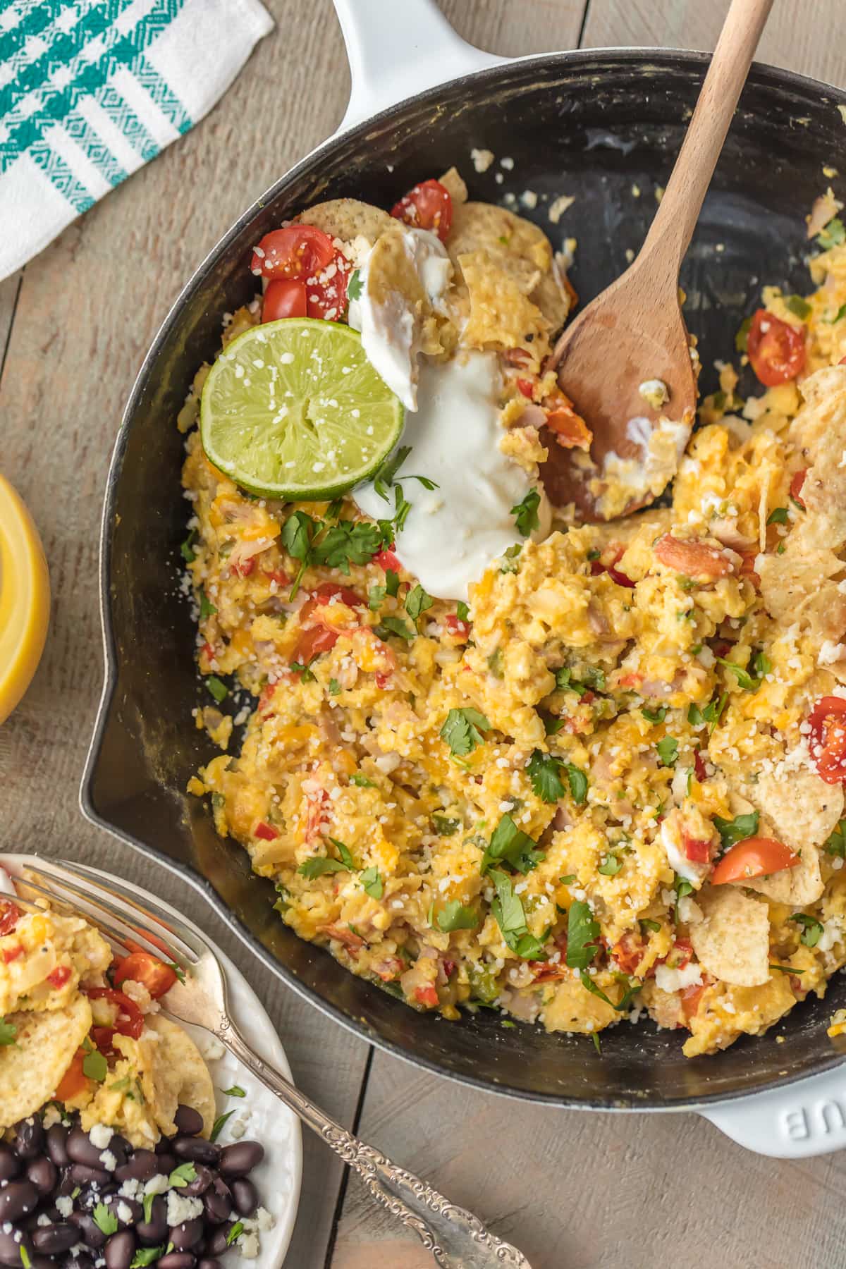 Cheesy Migas Recipe in a skillet