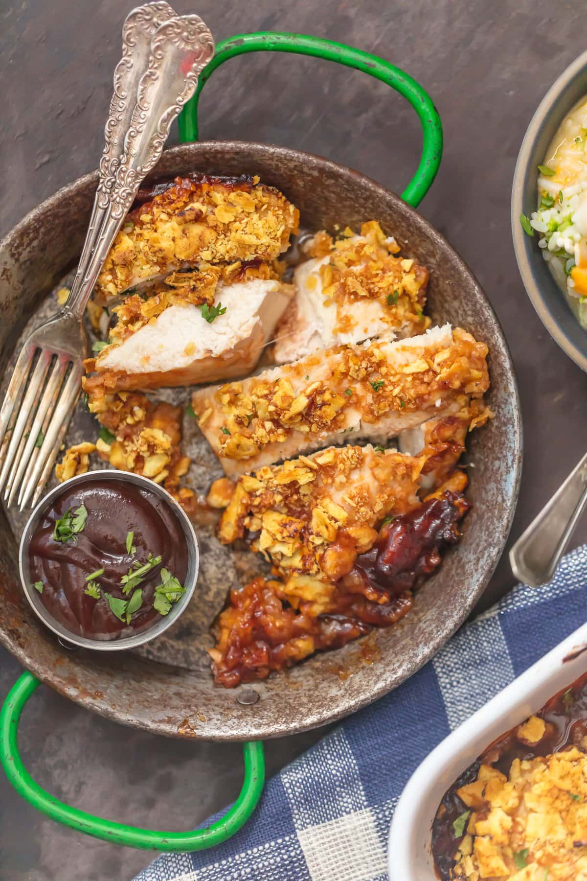 Baked BBQ Chicken Breast with Crispy White Cheddar Crust