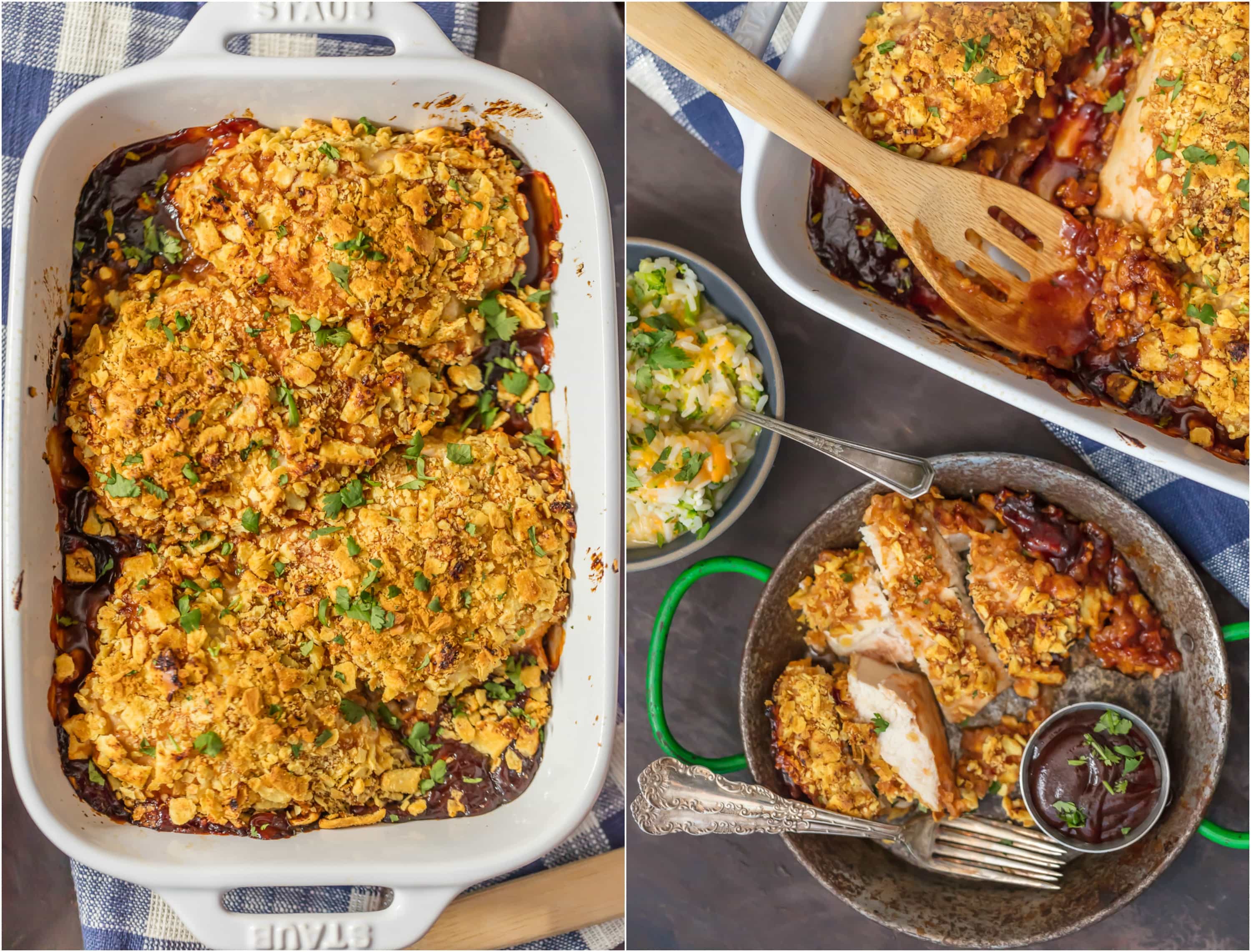 This CRISPY BAKED WHITE CHEDDAR BBQ CHICKEN only has 3 ingredients and so much flavor! So simple to make and sure to please the entire family. This is our go-to easy dinner recipe!