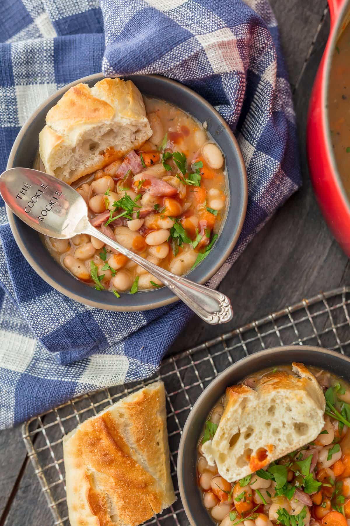A bowl of the best ham and bean soup