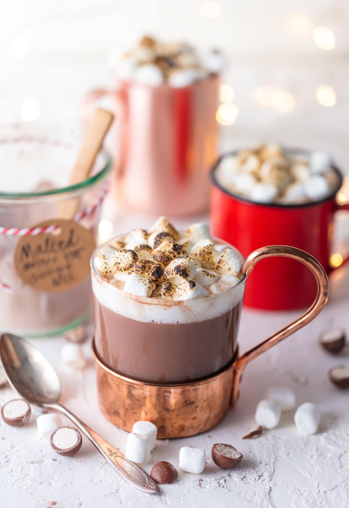 MALTED INSTANT HOT CHOCOLATE MIX is so easy to make at home and perfect for homemade Christmas gifts! You'll never buy premade mix again! The added malt flavor takes it over the top and makes it one of my most favorite versions of hot cocoa!