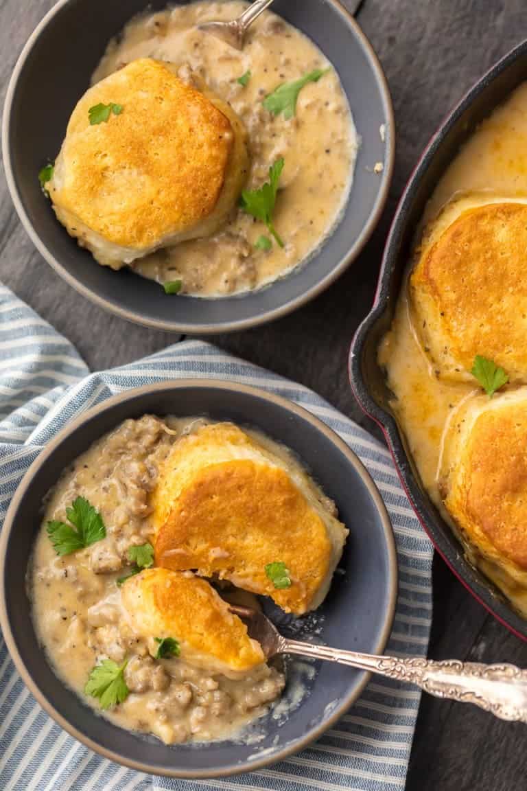 One Pan Sausage Biscuit Gravy Cobbler Recipe The Cookie Rookie®