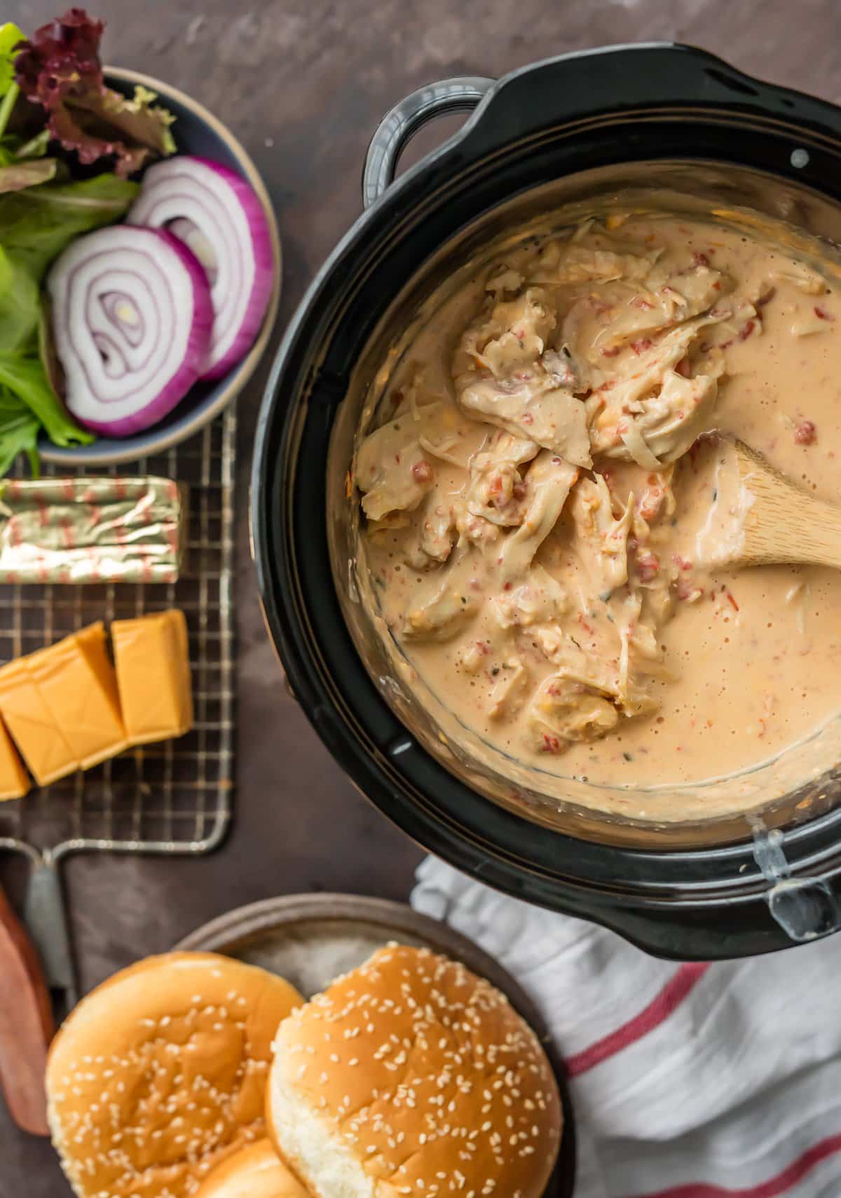 Crock Pot Rotel Dip with chicken