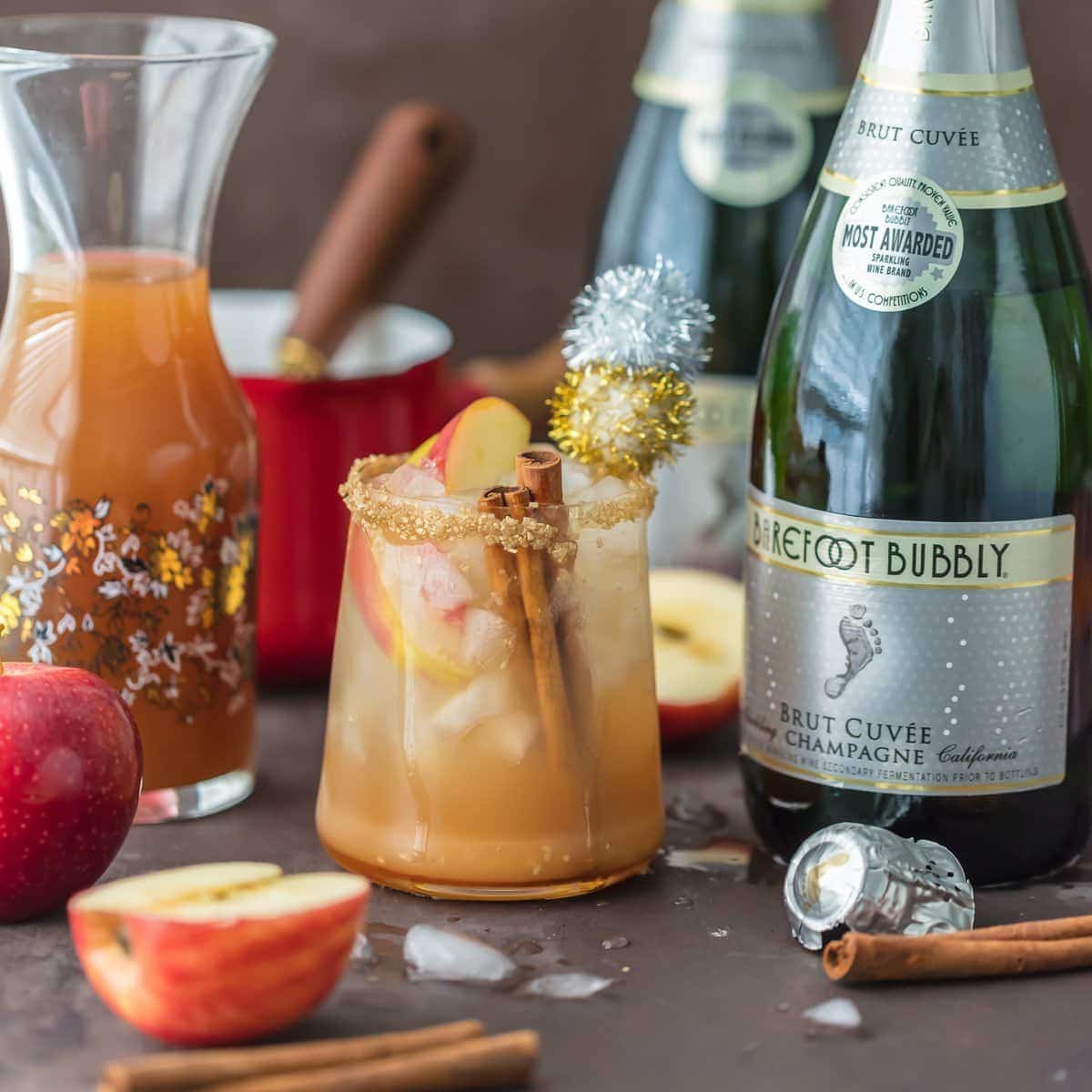 Sparkling Apple Pie on the Rocks (Champagne & Apple Cider Cocktail)