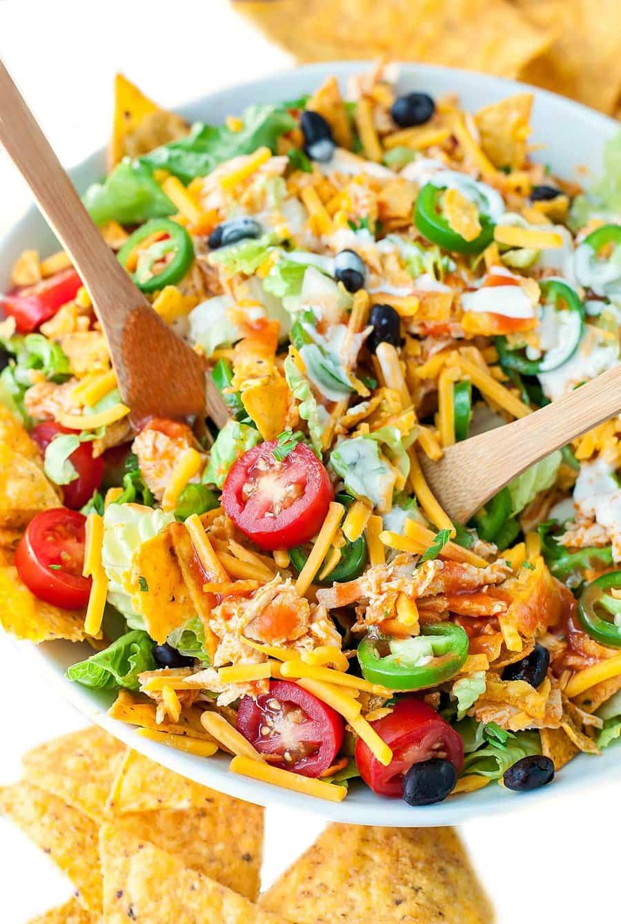 Buffalo Chicken Taco Salad | Peas and Crayons