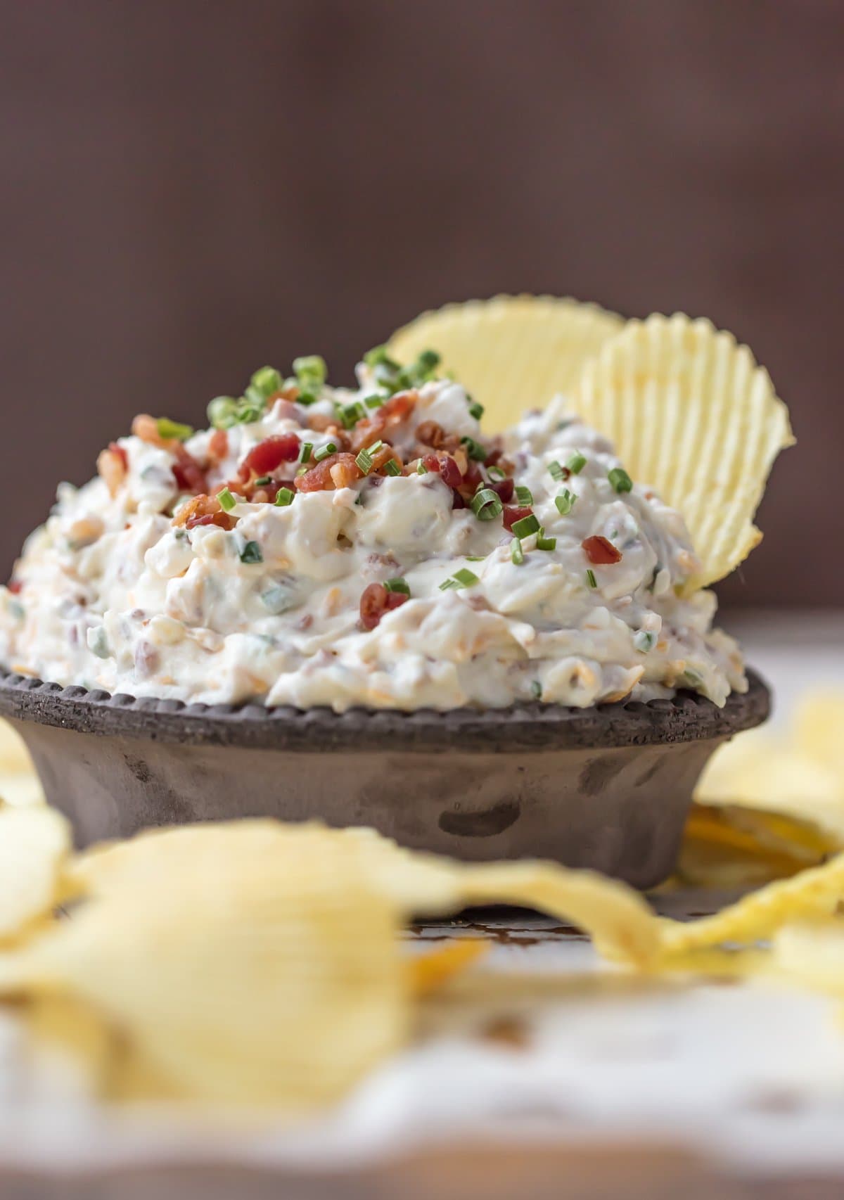 Caramelized Onion Dip with bacon and chives