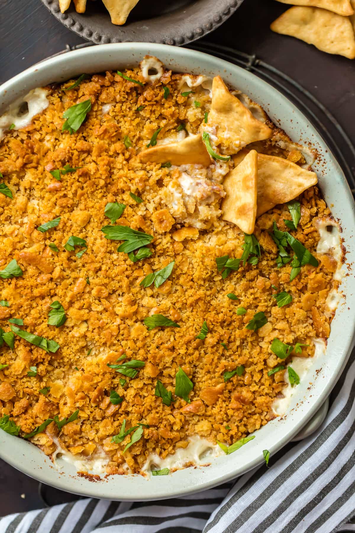 Easy Chicken Dip Recipe with crackers crumbled on top