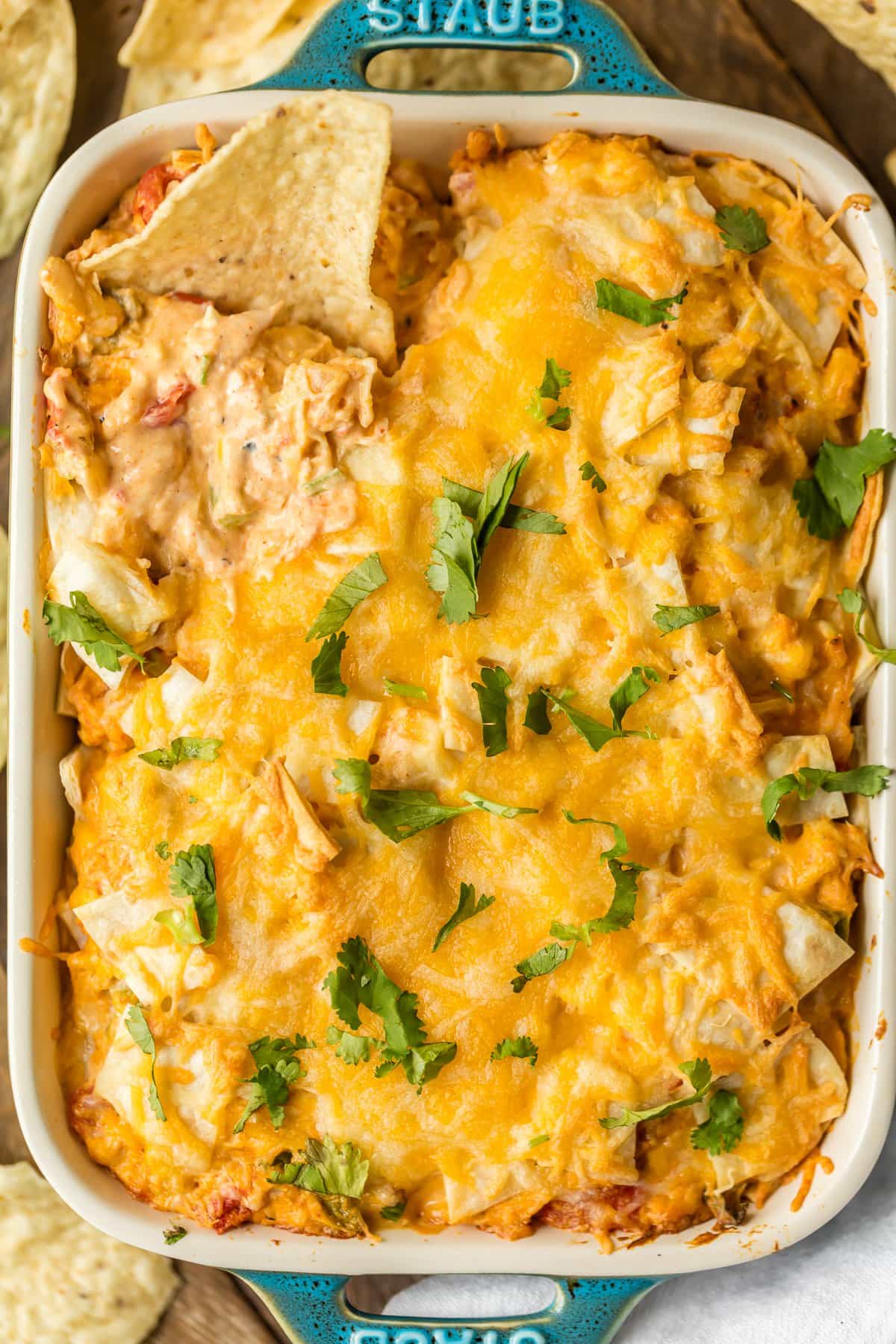 Easy dip recipe for game day; cheese, chicken, green chiles, rotel tomatoes, cream cheese, and more