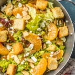 This MANDARIN ORANGE SALAD with ALMONDS AND CIDER VINAIGRETTE has been a favorite in our family forever! SO flavorful and easy. Such a great salad to throw together anytime!