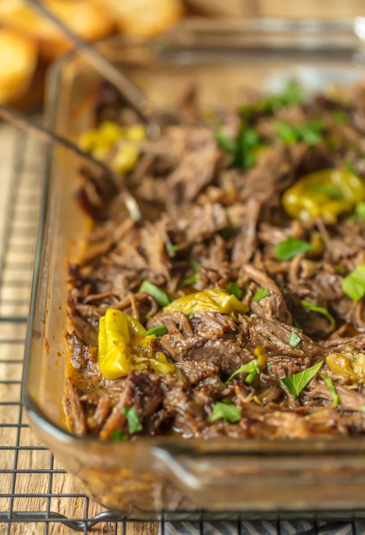 MISSISSIPPI ROAST is the absolute best slow cooker roast beef you will EVER make! This Mississippi Roast Recipe has been made famous throughout the years and is a must make! Mississippi Roast in a crock pot is perfect on its own, for tacos, nachos, sliders, and more! You won't believe the flavor in this slow cooker goodness.