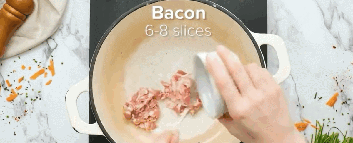 Cooking bacon. 