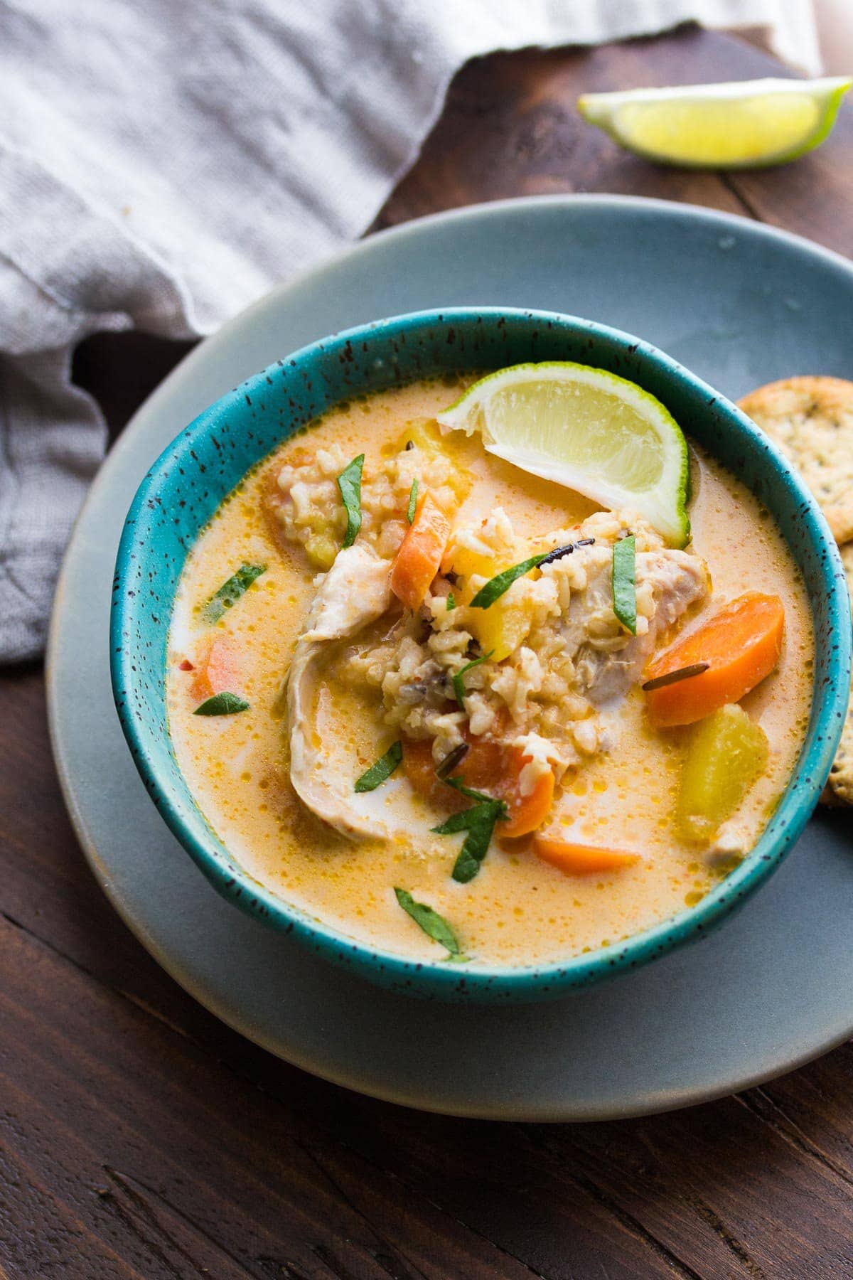 Thai Slow Cooker Chicken Wild Rice Soup | Sweet Peas and Saffron