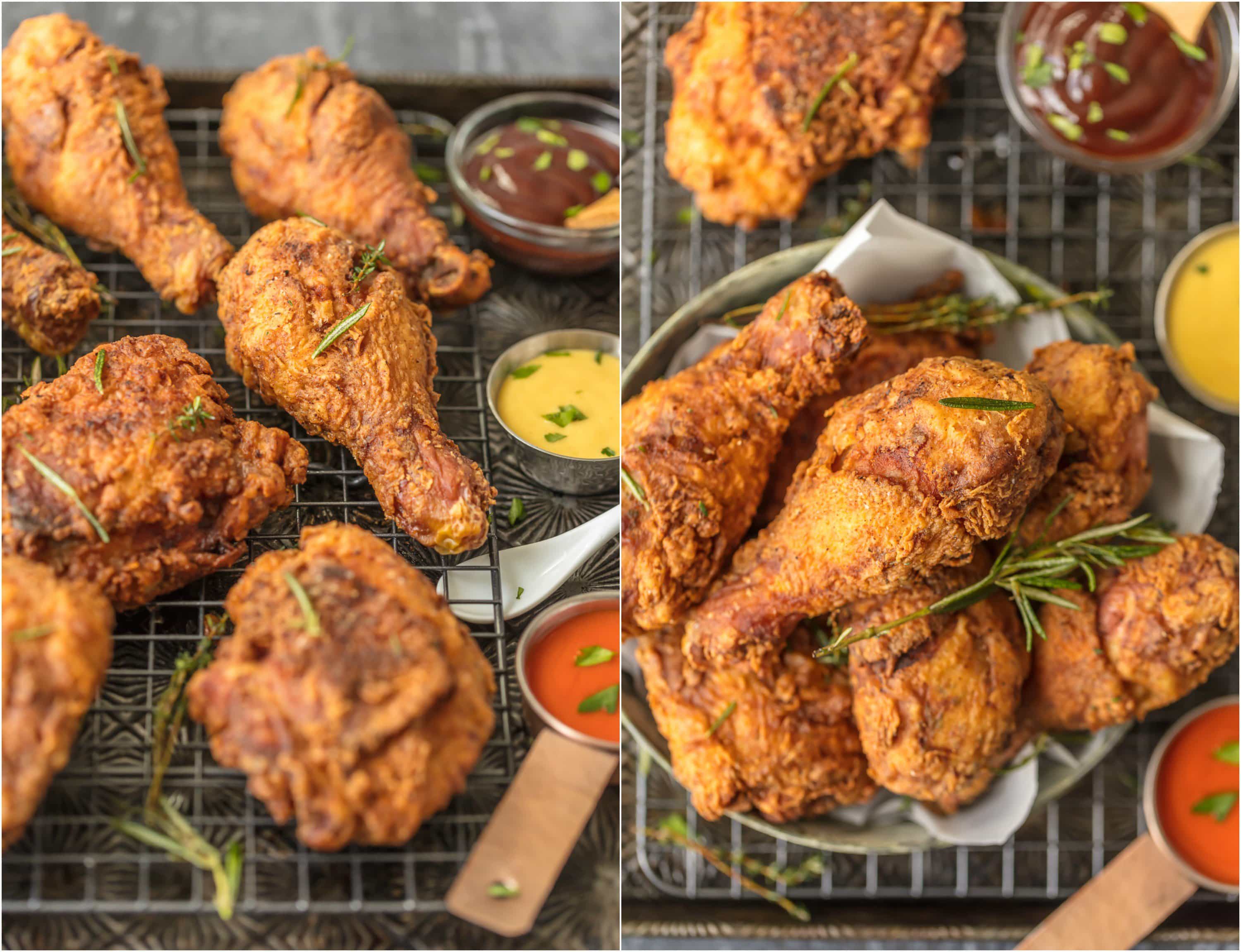 fried chicken with dipping sauces