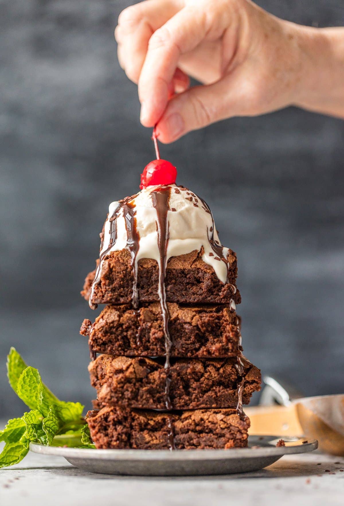 homemade brownies from scratch made into a sundae