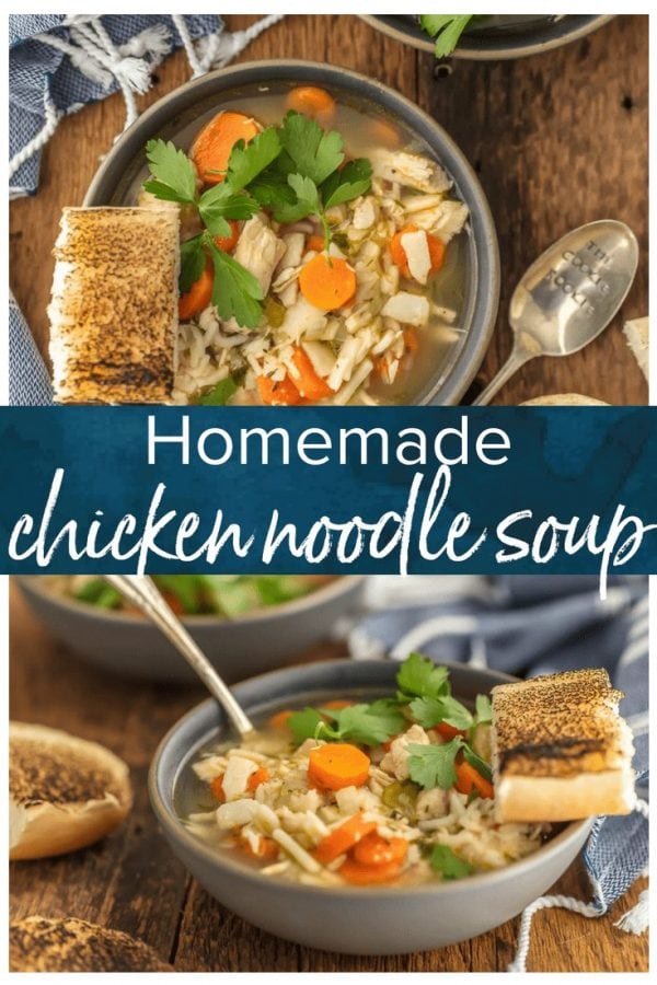 HOMEMADE CHICKEN NOODLE SOUP is the ultimate comfort food! This easy chicken noodle soup recipe is made right in your kitchen, and it tastes like home. Learning how to make chicken noodle soup is simple!