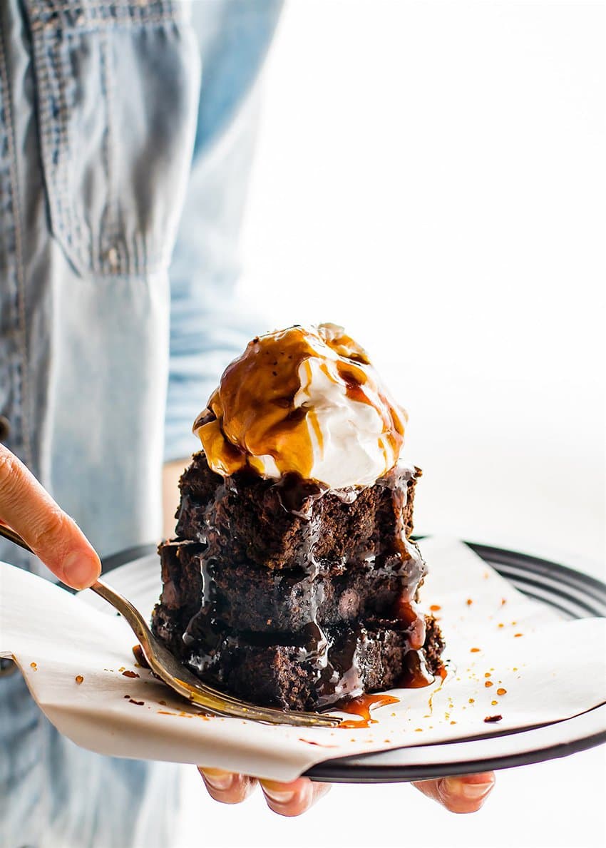 One Bowl Vegan Dark Chocolate Salted Caramel Brownies | Cotter Crunch